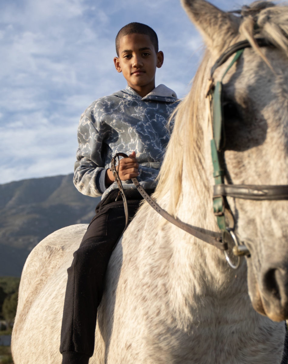 Jordan Bester with Aunty Madam, owned by Utim Palmer. Genadendal