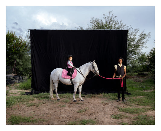 Karlien Lourens and Charlie Makwena with Nobel, The SA Hackney Championships, Beaufort West. The Lourens family rents stables from the Makwena family