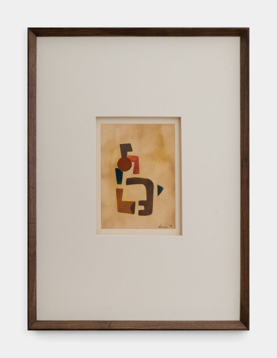 Abstract Composition with Red, Blue and Brown Forms