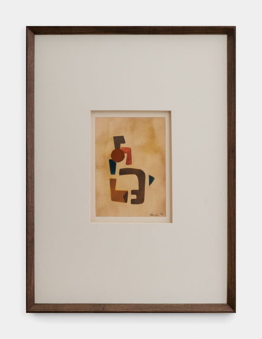 Abstract Composition with Red, Blue and Brown Forms