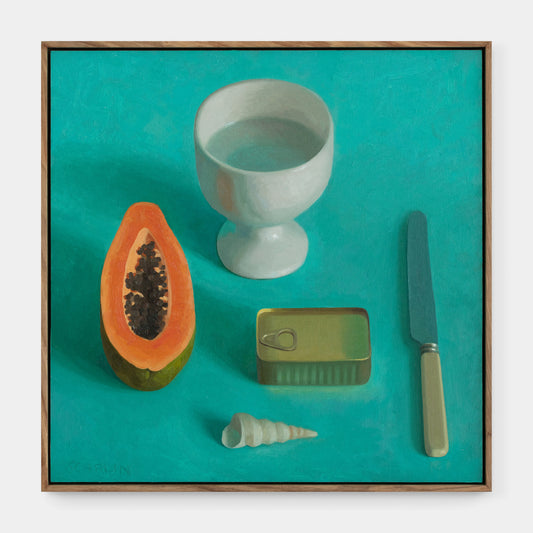 Papaya, Goblet, Sardines, Shell and Knife