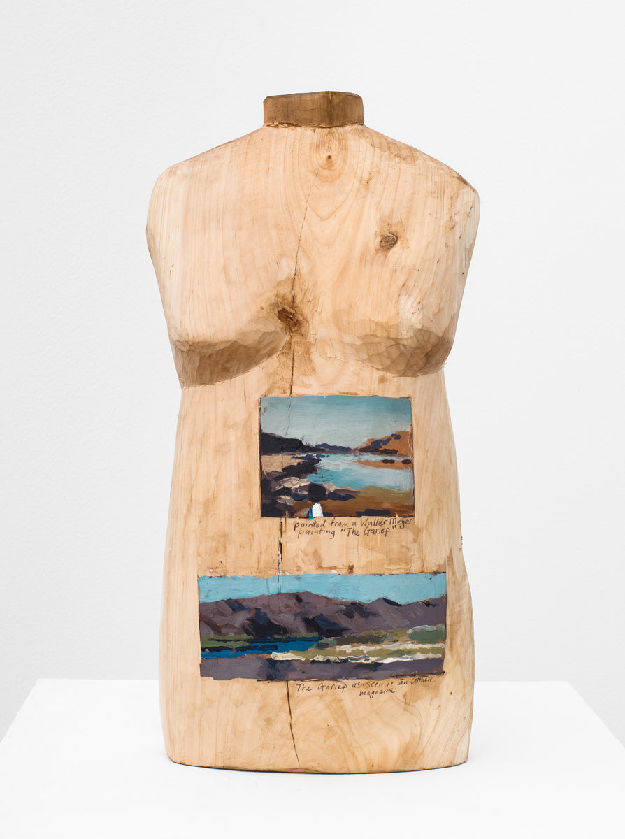 Wooden Torso with Two Paintings of the Gariep River